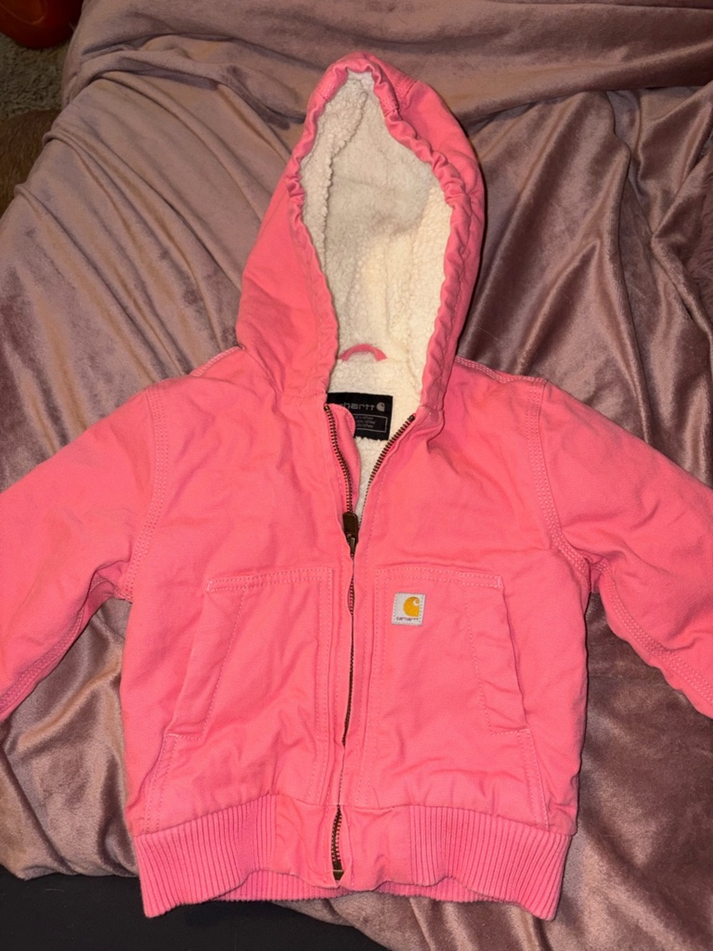 Carhartt Pink Sherpa-Lined Hooded Jacket size 2T